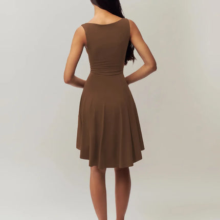 High-Low Round Neck Sleeveless Dress - Image 18