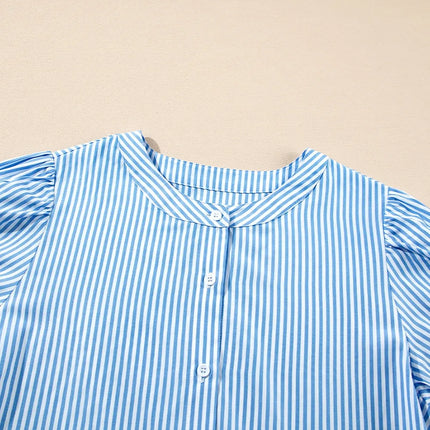 Stripe Bubble Short Sleeve Tiered Scallop Midi Dress - Image 5