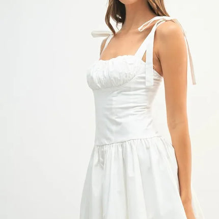 MABLE Shoulder Tie Corset Panel Mini Dress - Image 4