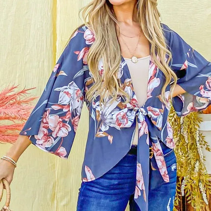 And The Why Front Tie Knot Floral Print Top - Image 8
