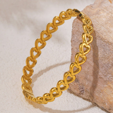 18K Gold-Plated Stainless Steel Heart Bracelet - Image 1