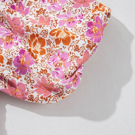 Floral Square Neck Knotted Ruffle Midi Dress - Image 11