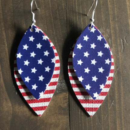 PU Leather Leaf Dangle Earrings - Image 2