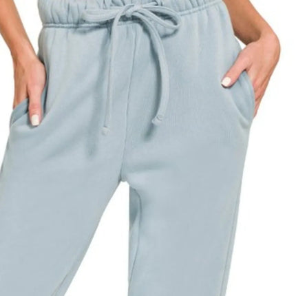 Zenana Fleece Jogger Sweatpants With Pockets - Image 2