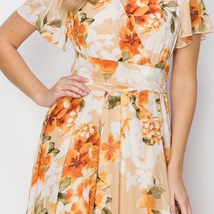 HYFVE Floral Tie Back Short Sleeve Slit Maxi Dress - Image 5