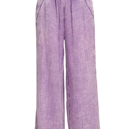 Zenana Washed Double Gauze Elastic Band Waist Pants - Image 1