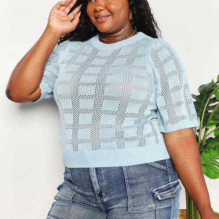 Mandy Ribbed Trim Round Neck Knit Top - Image 10