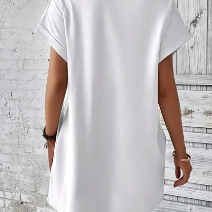 Round Neck Short Sleeve Mini Dress - Image 25