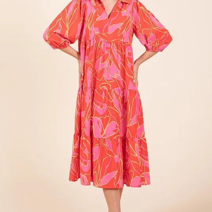 Mittoshop Tiered Printed Collared Neck Midi Dress - Image 8