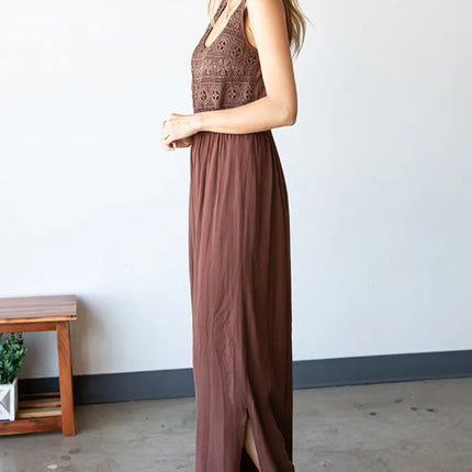 First Love Tie Back Sleeveless Slit Wide Leg Jumpsuit - Image 9