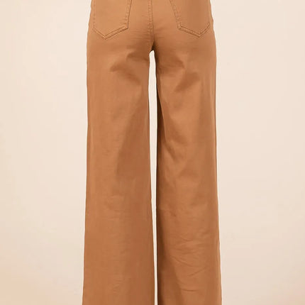 Mittoshop Twill High Waisted Button Fly Wide Leg Pants - Image 2
