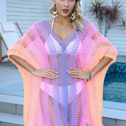 Openwork Contrast V-Neck Cover-Up - Image 5