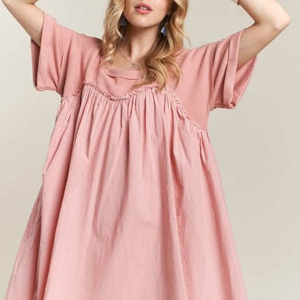 ADORA Round Neck Half Sleeve Babydoll Dress - Image 4