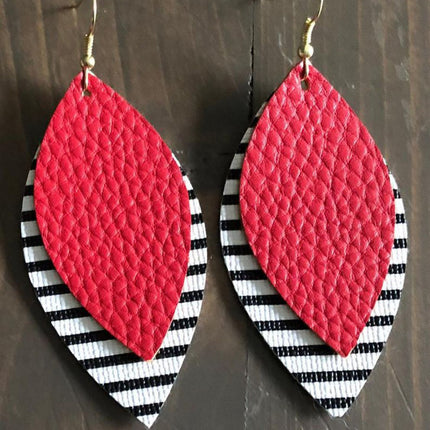PU Leather Leaf Dangle Earrings - Image 3
