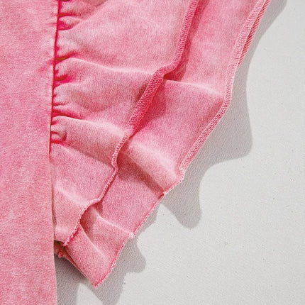 Mineral Wash Raw Edge Ruffle Mini Dress - Image 11