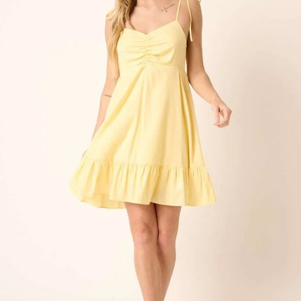 Mittoshop Ruched Detail Spaghetti Tie Mini Dress - Image 5