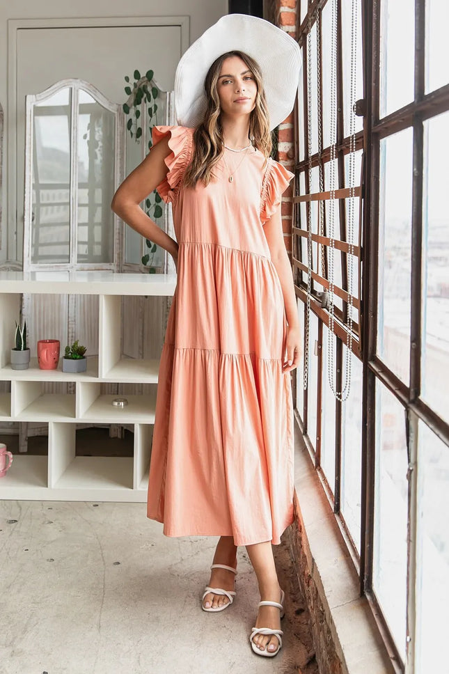 Mittoshop Ruffle Short Sleeve Tiered Maxi Dress