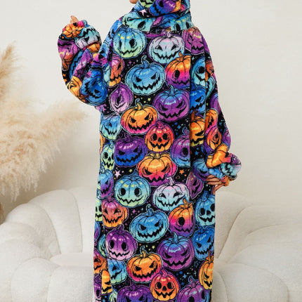 Fuzzy Pocketed Long Sleeve Hooded Lounge Dress - Image 7