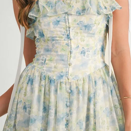 MABLE Floral Printed Shoulder Strap Midi Dress - Image 12