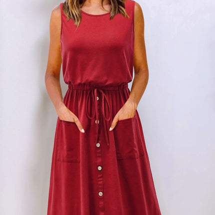 Full Size Round Neck Sleeveless Tank Dress Plus Size - Image 1