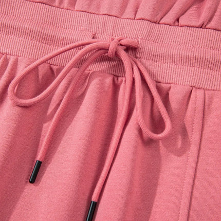 French Terry Zipped Collar Sleeveless Drawstring Waist Mini Dress - Image 23