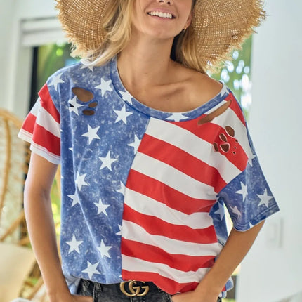 BiBi American Flag Theme Short Sleeve T-Shirt - Image 1