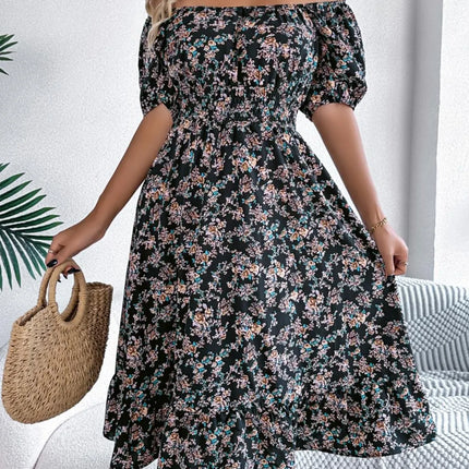 Ruffled Hem Floral Puff Sleeve Dress - Image 6