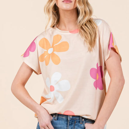 BOMBOM Floral Short Sleeve T-Shirt - Image 1