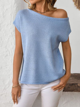 Mandy Boat Neck Short Sleeve Knit Top - Image 22