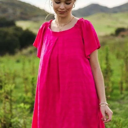 Davi & Dani Textured Ruffle Boat Neck Shift Dress - Image 5