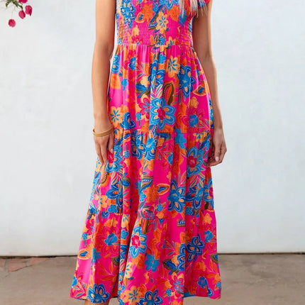 Boho Floral V Neck Ruffle Tiered Dress - Image 3