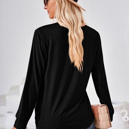 Square Neck Ruched Long Sleeve Blouse - Image 15