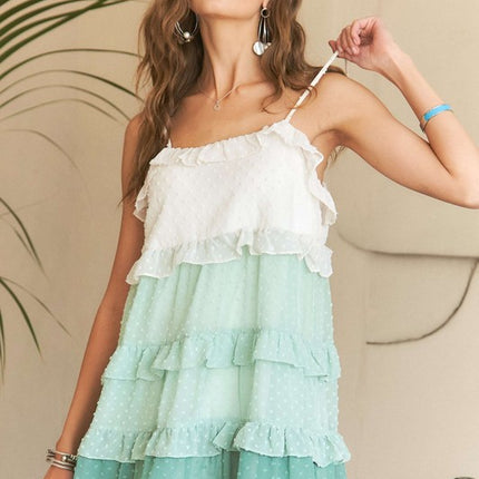 ADORA Swiss Dot Ruffled Tiered Mini Dress - Image 3