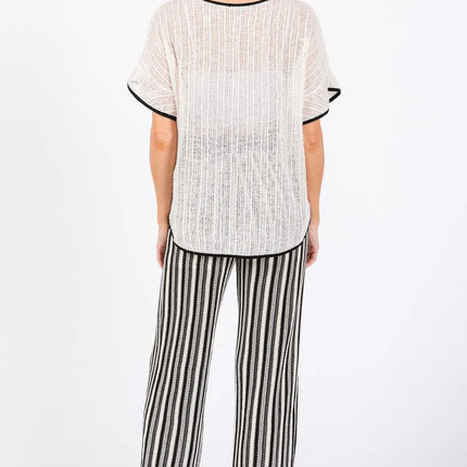 GeeGee Contrast Trim Short Sleeve Knit Cover Up - Image 7