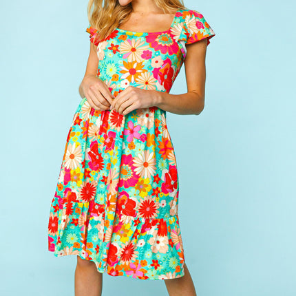 Haptics Floral Square Neck Short Sleeve Dress - Image 6