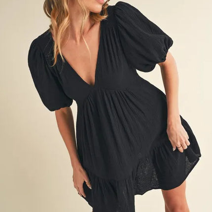 Aemi+Co Tied Back Ruffled Short Sleeve Mini Dress - Image 2