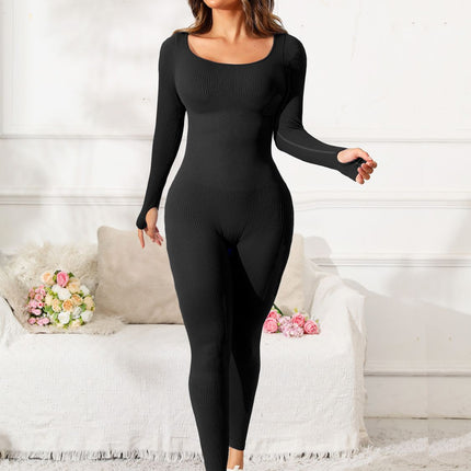 Scoop Neck Long Sleeve Active Jumpsuit - Image 13