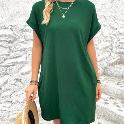 Round Neck Short Sleeve Mini Dress - Image 22