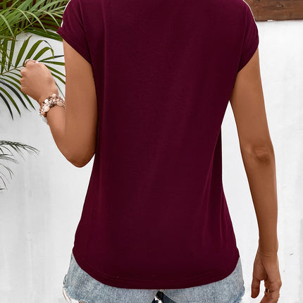 Ivy Lane Spliced Lace V-Neck Twisted Hem Tee - Image 10