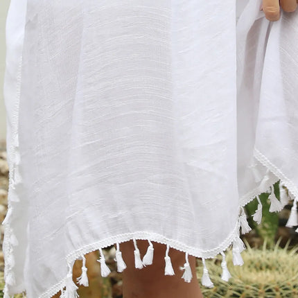Tassel Cutout Half Sleeve Cover-Up - Image 10