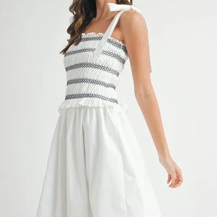 MABLE Smocked Bodice Bubble Midi Dress - Image 11