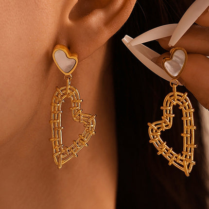 Stainless Steel Heart Earrings and Necklace Set - Image 2