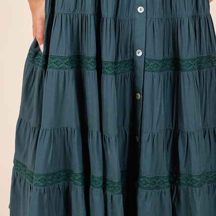 Mittoshop Lace Detail Ruffled Button Down Tiered Dress - Image 7