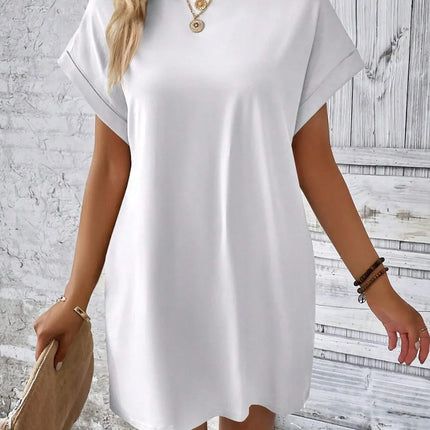 Round Neck Short Sleeve Mini Dress - Image 23