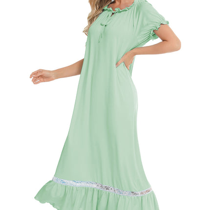 Lace Detail Short Sleeve Lounge Dress - Image 28