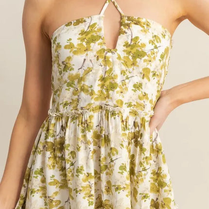 HYFVE Floral Print Halter Neck Tiered Mini Dress - Image 5