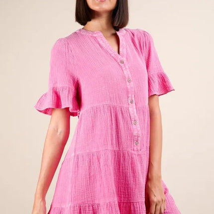 VERY J Plus Size Mineral Washed Woven Mini Dress - Image 5