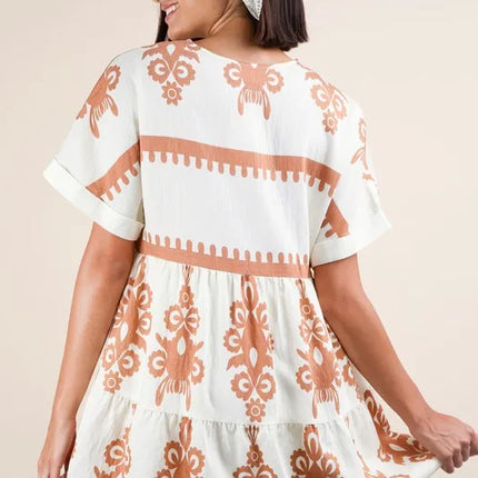 VERY J Printed V-Neck Woven Mini Dress - Image 5