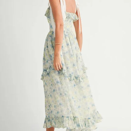 MABLE Floral Printed Shoulder Strap Midi Dress - Image 8