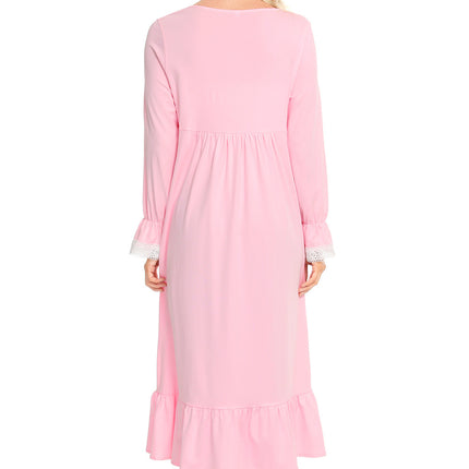 Lace Detail Square Neck Flounce Sleeve Night Dress - Image 6